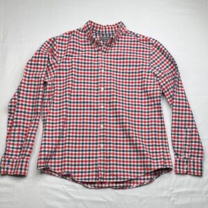 LL bean signature Red Blue and White Checkered plaid Men's Shirt size Large L